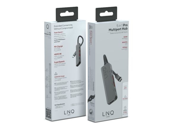 LINQ 5 in1 PRO USB-C Multiport Hub Aluminiumgrå