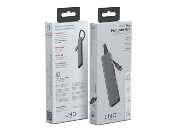 LINQ 7in1 PRO USB-C Multiport Hub Aluminiumgrå