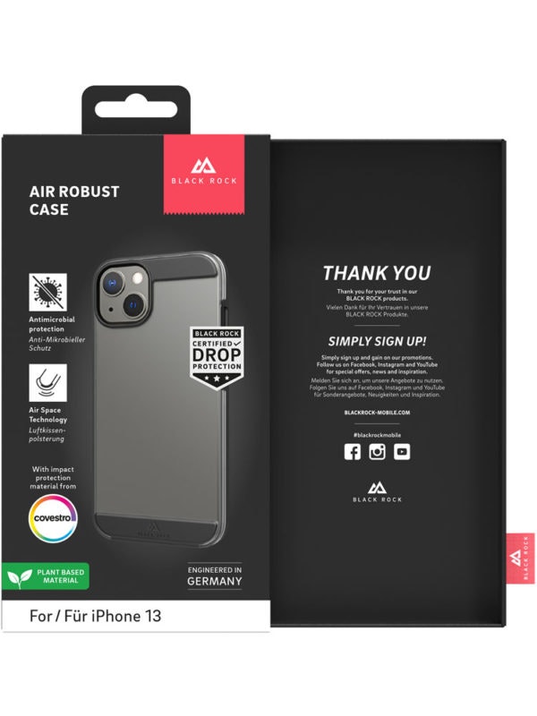 Black rock Air Robust Case iPhone 13 Transparent/Svart