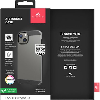 Black rock Air Robust Case iPhone 13 Transparent/Svart