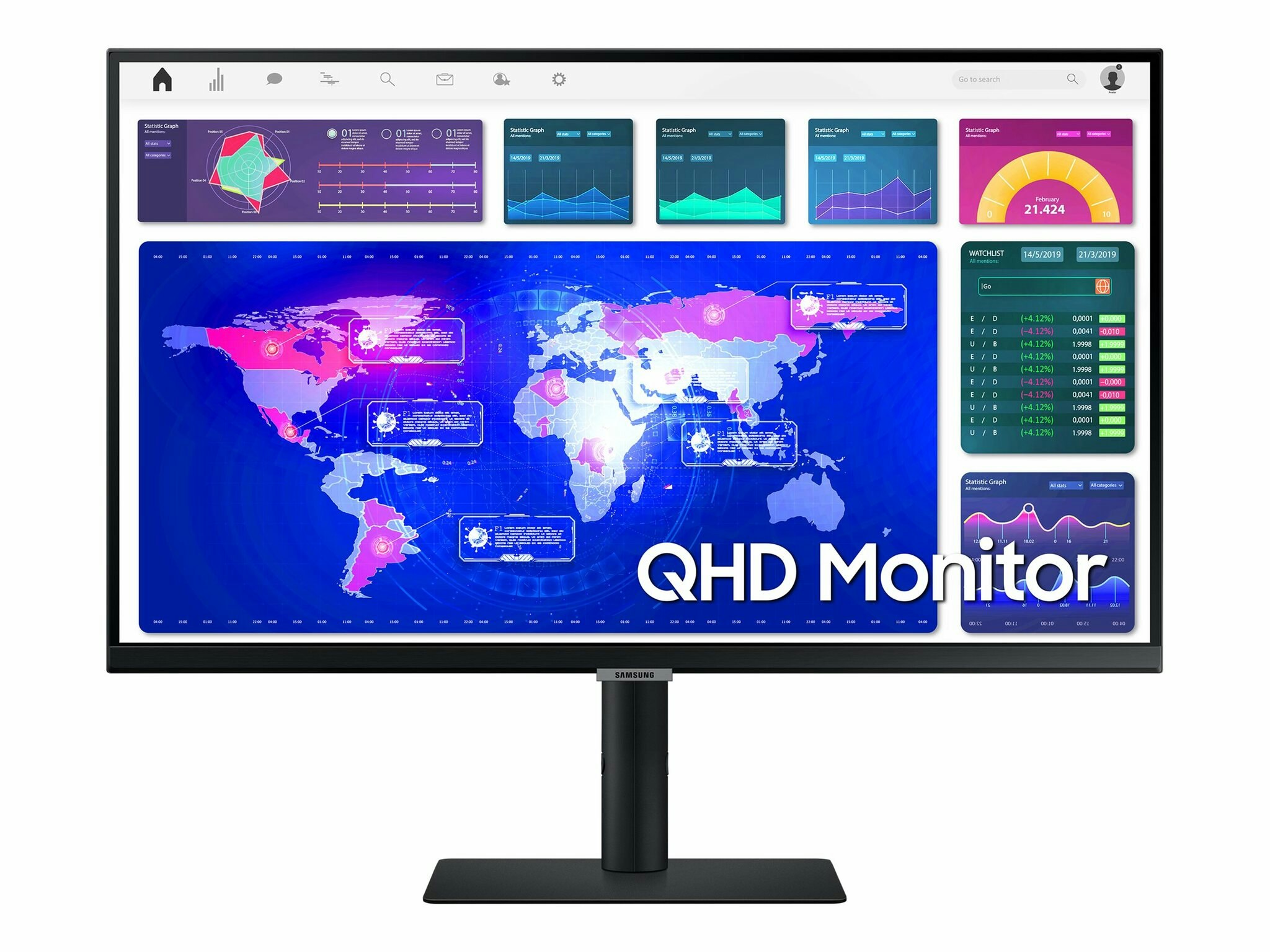Samsung S27A600UUU 27" 2560 x 1440 (2K) HDMI DisplayPort USB-C 75Hz Dockningsskärm