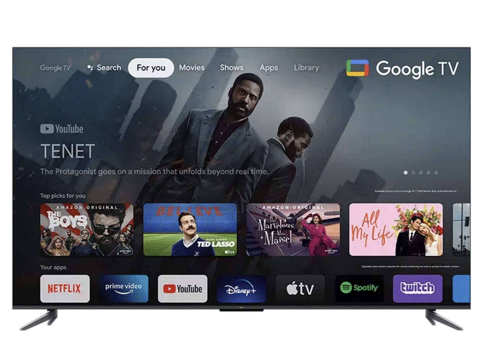 TCL 50C645 50" 4K QLED Google TV borstad titan