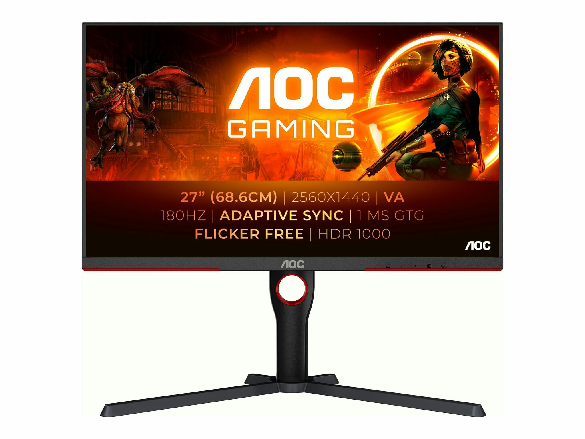 AOC Gaming Q27G3XMN/BK 27" 2560 x 1440 (2K) HDMI DisplayPort 180Hz Pivotskärm