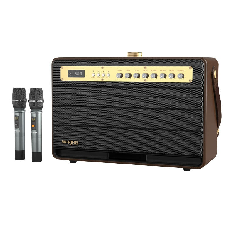 W-KING K6L 120W Trådlös högtalare + 2 mikrofoner Brun