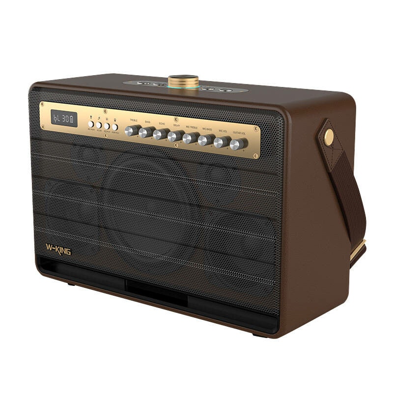 W-KING K6L 120W Trådlös högtalare + 2 mikrofoner Brun