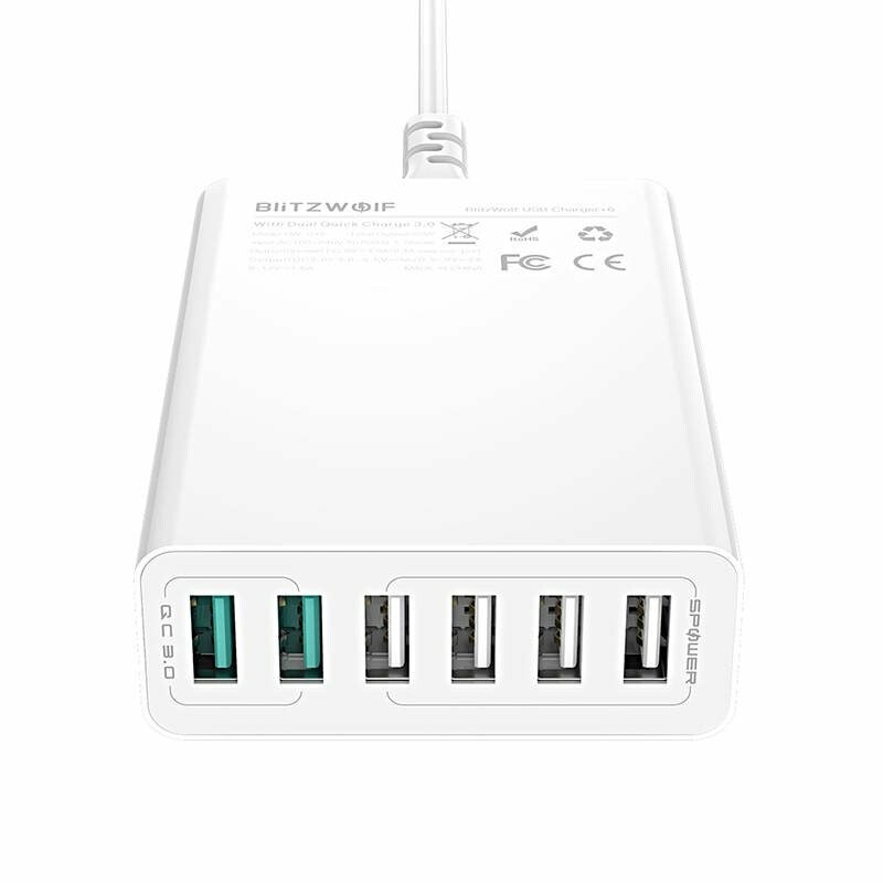 Charger 6x USB  Blitzwolf BW-S15, QC 3.0, 60 W (white)