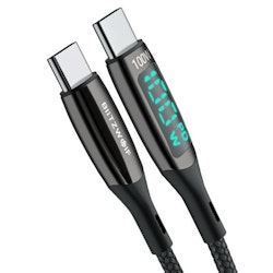 USB-C to USB-C cable BlitzWolf BW-TC23, with display, 100W, 0.9m (black)