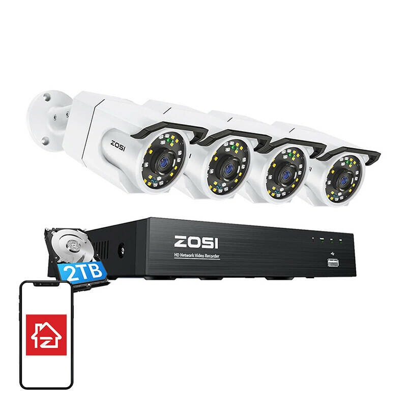 ZOSI C105 WiFi 8MP + NVR 8ch + 2TB HDD IP Camera 4-pack
