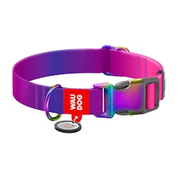 Waudog gradient nylon dog collar with QR code, purple , size L