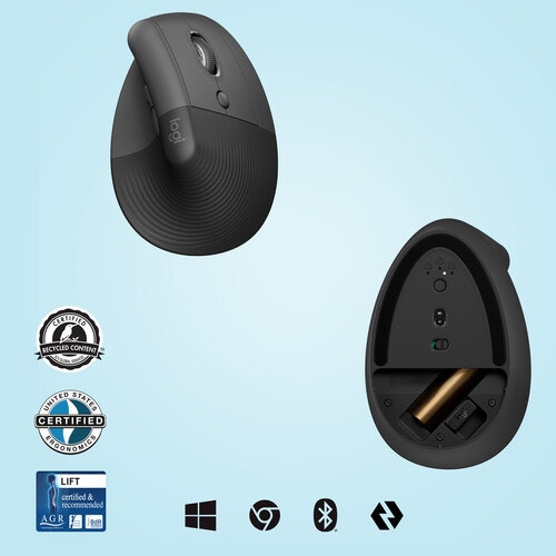 Logitech Lift Vertical Ergonomic Mouse GRAPHITE