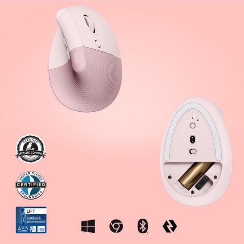 Logitech Lift Vertical Ergonomic Mouse Pink