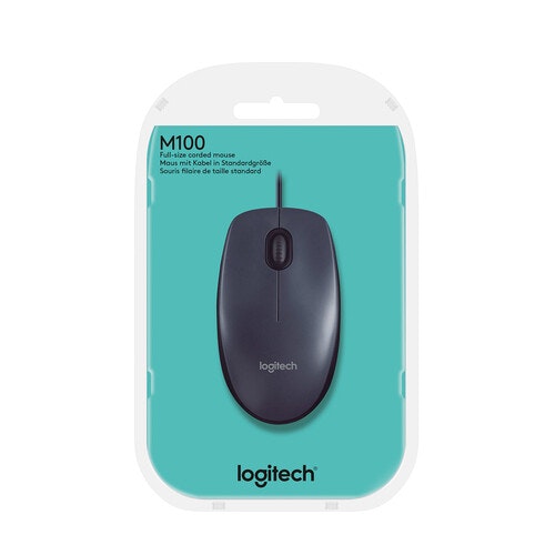 Logitech M100 Trådbunden Mus Svart