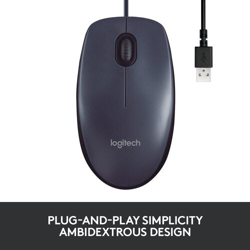 Logitech M100 Trådbunden Mus Svart