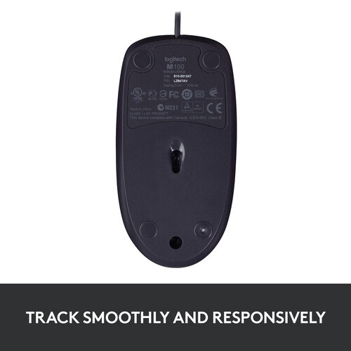 Logitech M100 Trådbunden Mus Svart