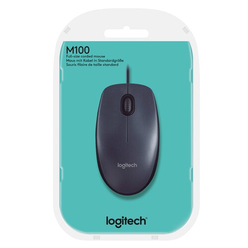 Logitech M100 Trådbunden Mus Svart