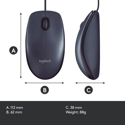 Logitech M100 Trådbunden Mus Svart