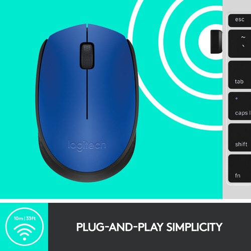 Logitech M171 Trådlös Mus Svart och Blå