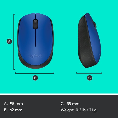 Logitech M171 Trådlös Mus Svart och Blå