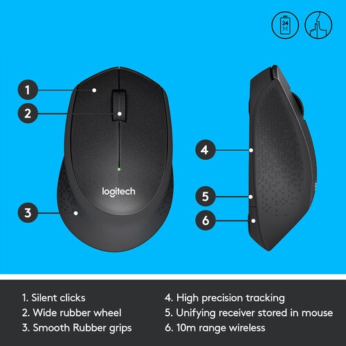 Logitech M330 Silent Plus Mouse Noiseless Black