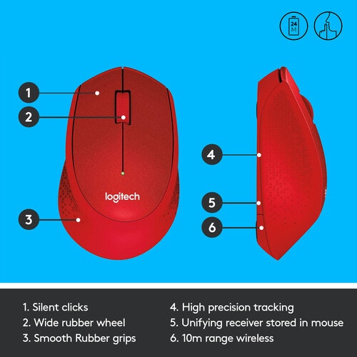Logitech M330 Silent Plus mouse Red