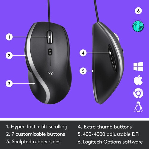 Logitech Advanced Corded M500s Mouse