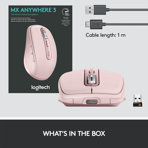 Logitech MX Anywhere 3 trådlös mus rosa