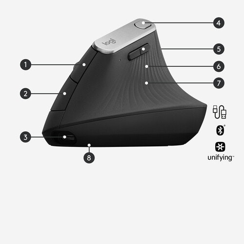 Logitech MX Vertical Wireless Mus Svart