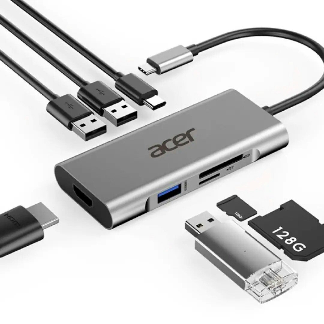 Acer 7-in-1 Mini Dock, docking station (silver, HDMI, USB-A, USB-C)