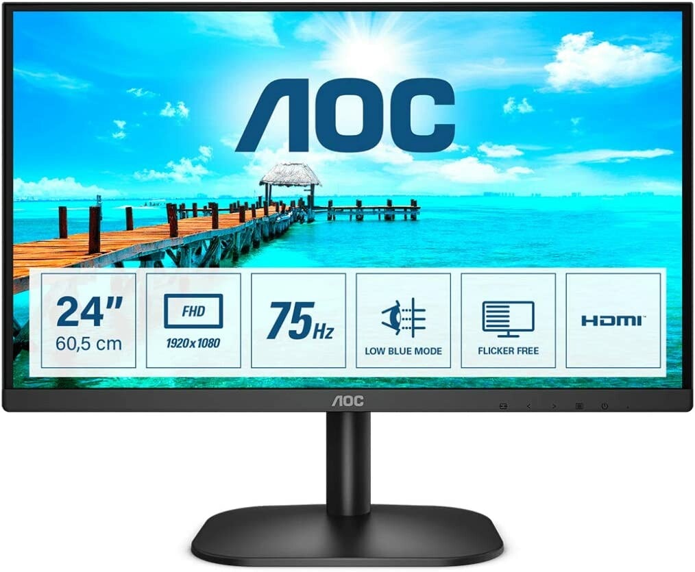 AOC 24B2XHM2, LED monitor (60 cm (24 inch), black, Full HD, 75 Hz, HDMI)