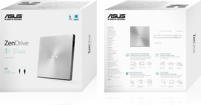 ASUS ZenDrive U9M, external DVD burner - black