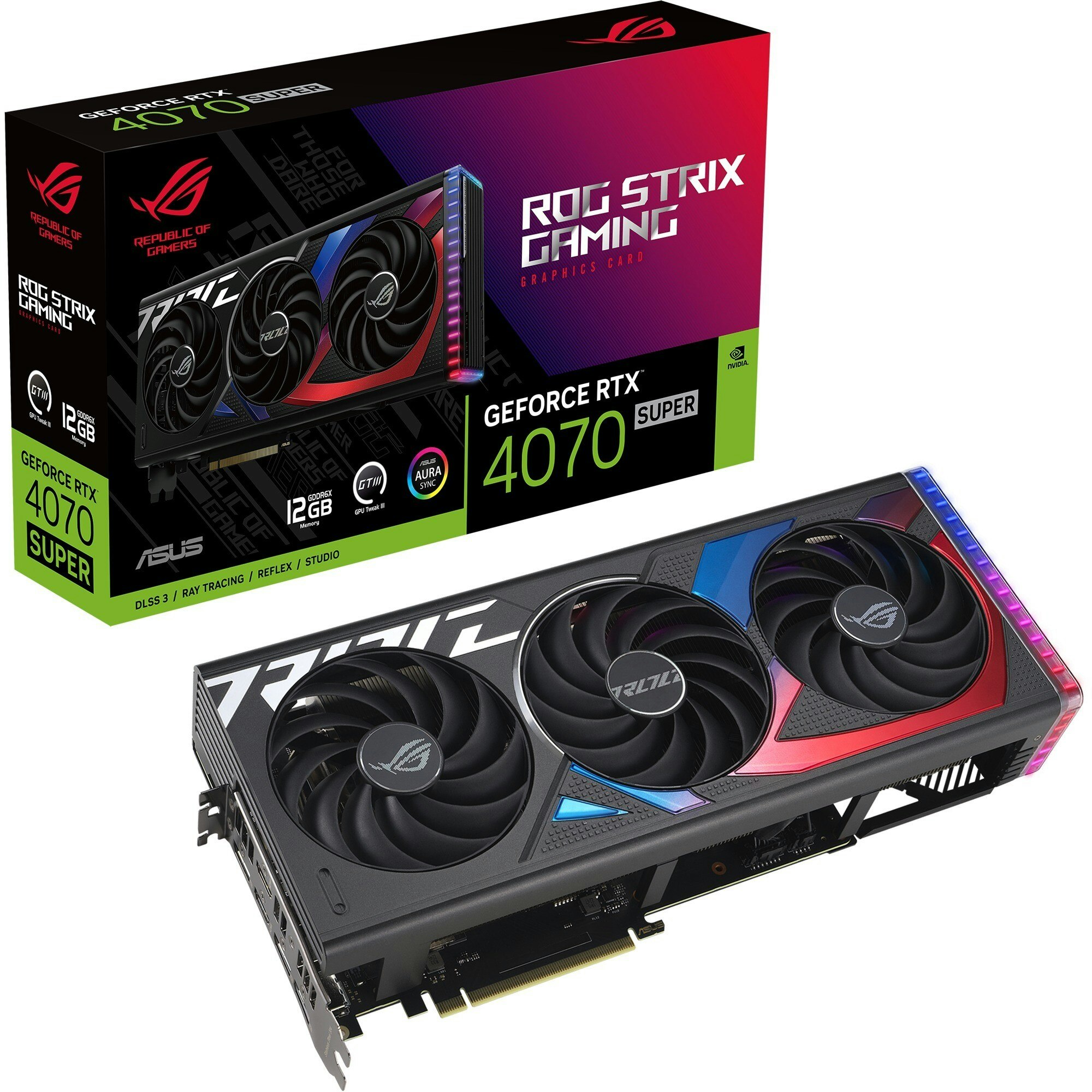 ASUS GeForce RTX 4070 SUPER ROG STRIX OC, graphics card (DLSS 3, 3x DisplayPort, 2x HDMI 2.1)