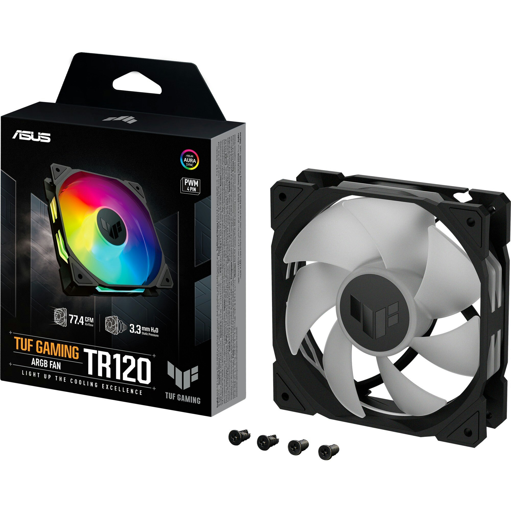 Asus TUF Gaming TR 120 ARGB PWM-fläkt, 120 mm svart/transperent