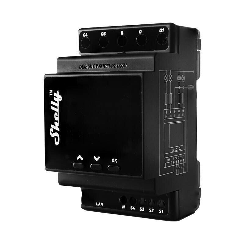 Shelly Pro 4PM V1 WIFI 4-kanals DIN-skena relä med strömmätning
