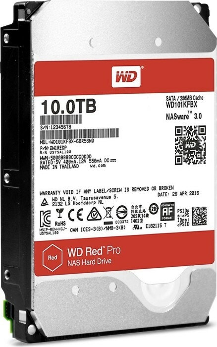 WD Red Pro NAS 10 TB Hårddisk (SATA 6 Gb / s, 3.5 ")