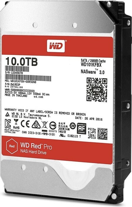 WD Red Pro NAS 10 TB Hårddisk (SATA 6 Gb / s, 3.5 ")