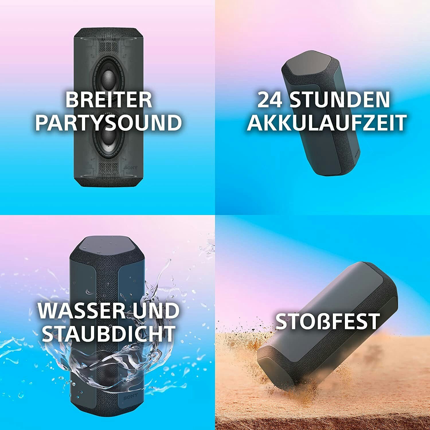 Sony SRS-XE300, speakers (blue, Bluetooth, USB-C, IP67)