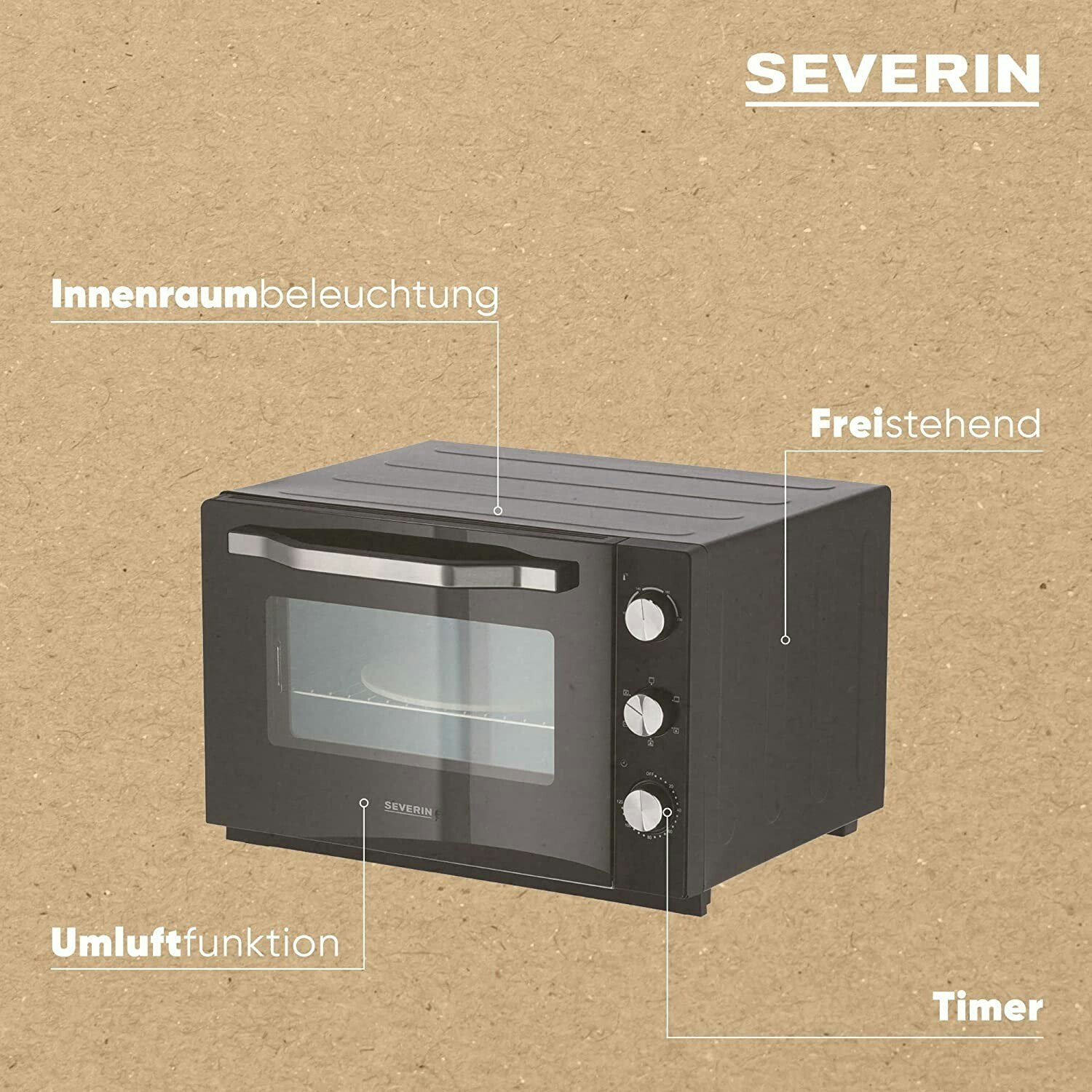 Severin TO 2073 Bordsugn 60 liter med varmluft Svart