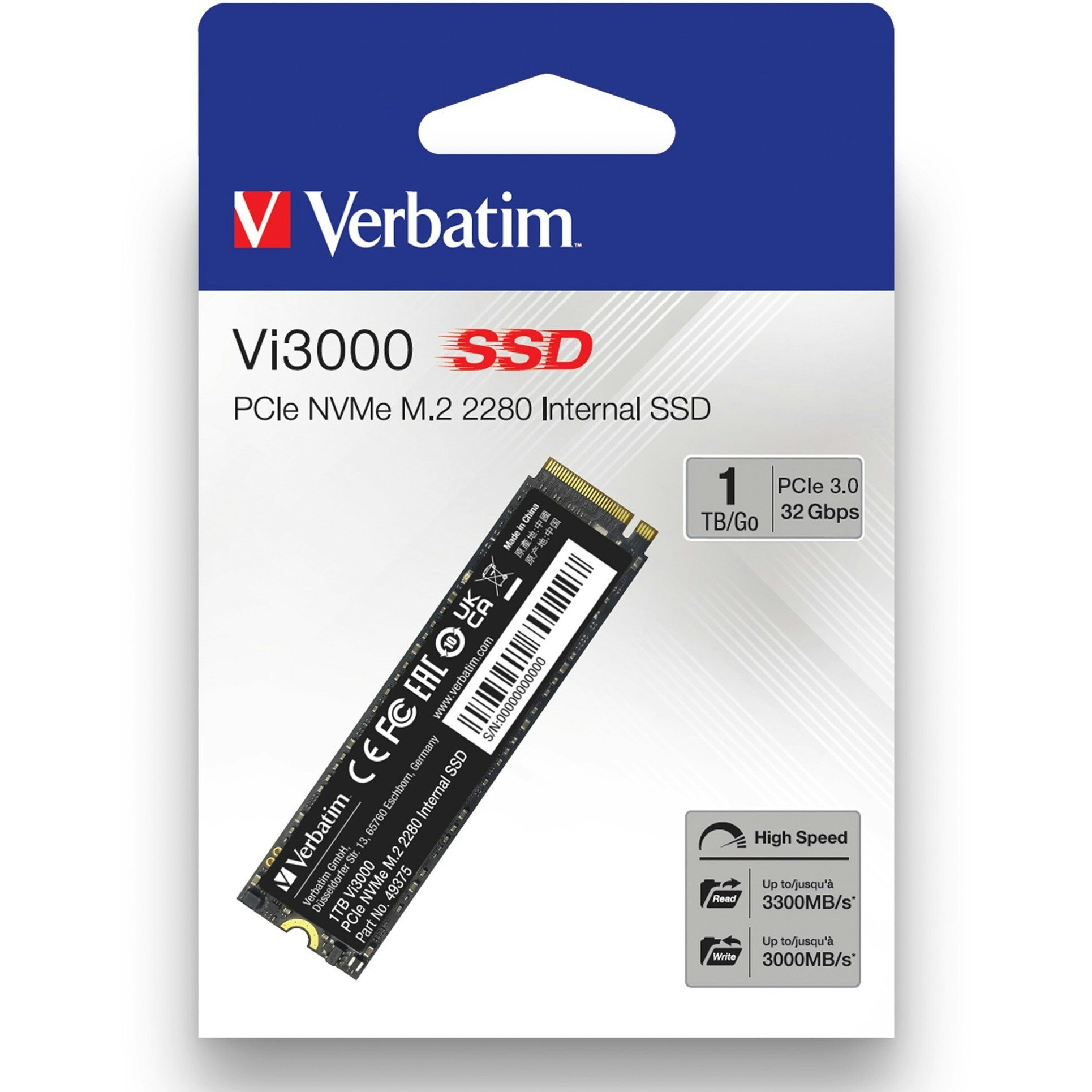 Verbatim Vi3000 1TB, SSD (PCIe 3.0 x4, NVMe, M.2 2280)