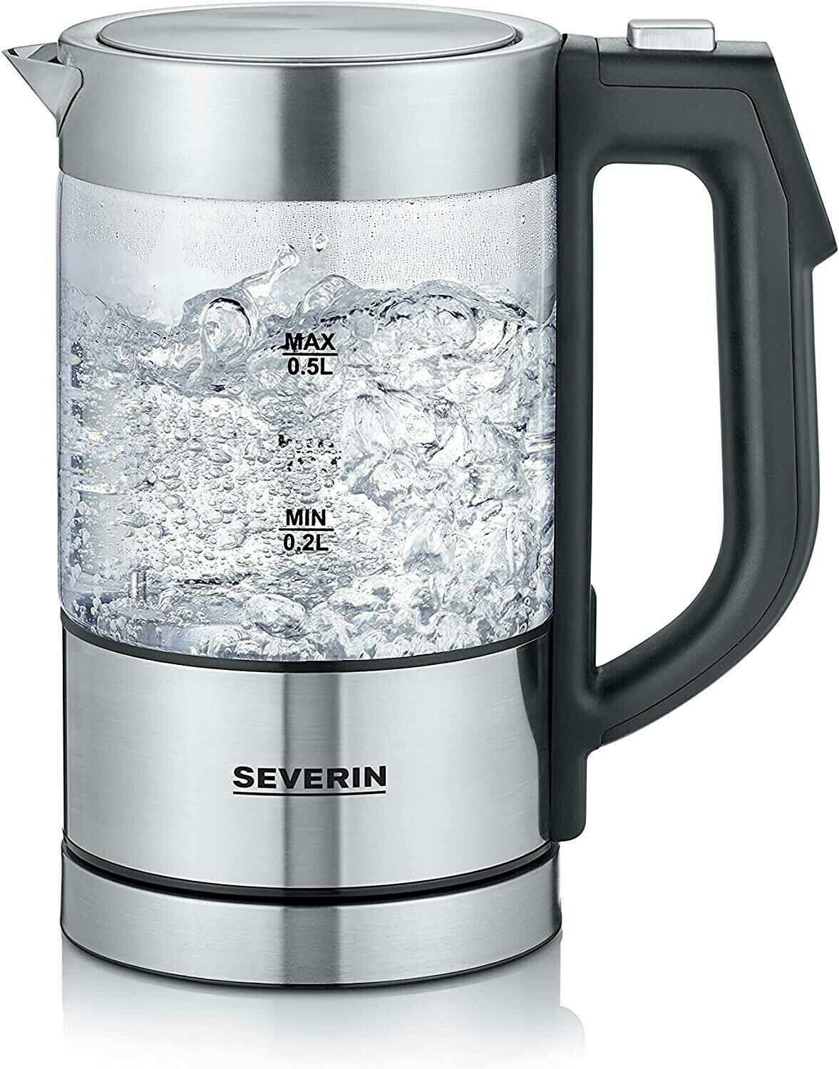 Severin WK 3458, kettle (stainless steel (brushed) / black, 0.5 liters)