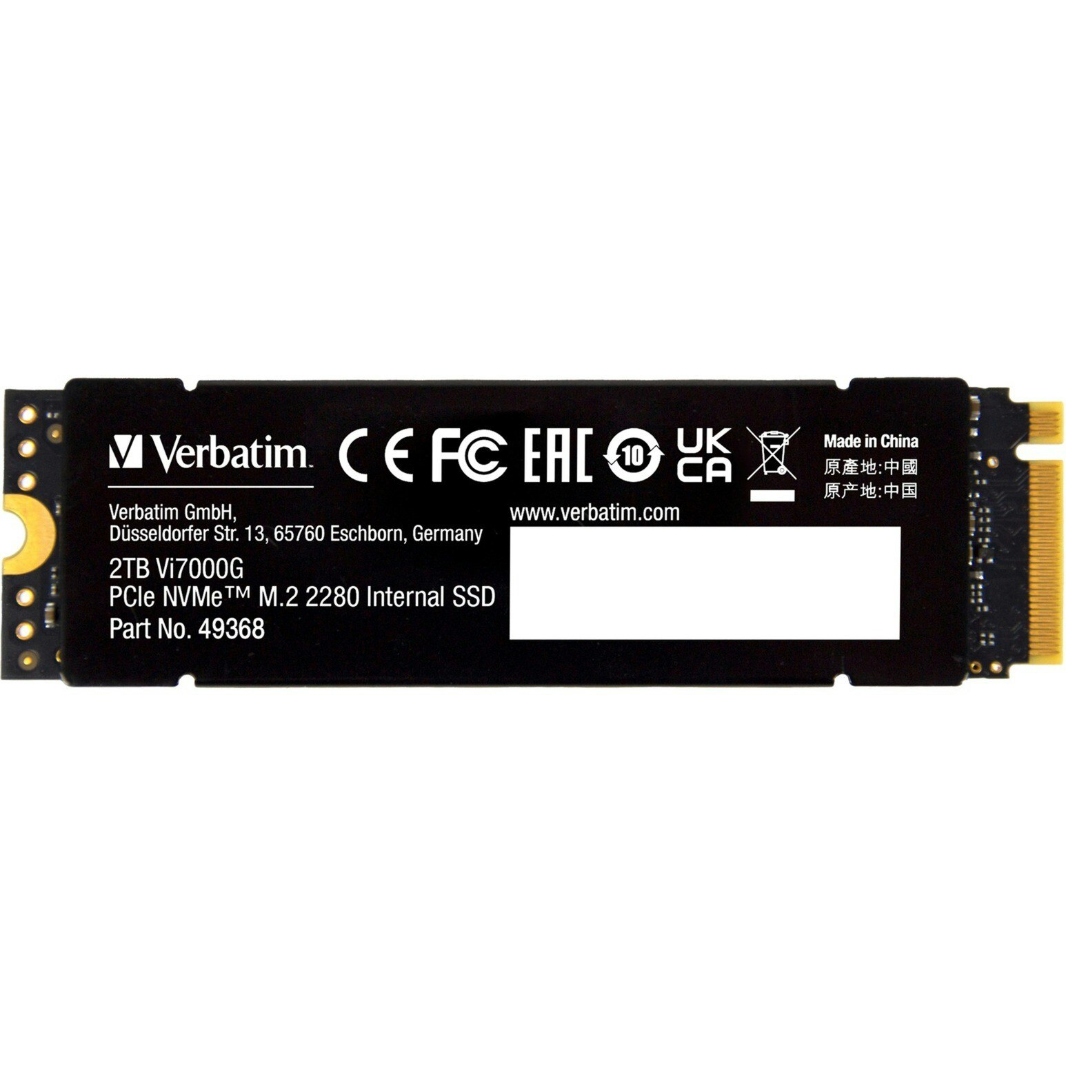 Verbatim Vi7000G 2 TB, SSD (black, PCIe 4.0 x4, NVMe, M.2 2280, heatsink)