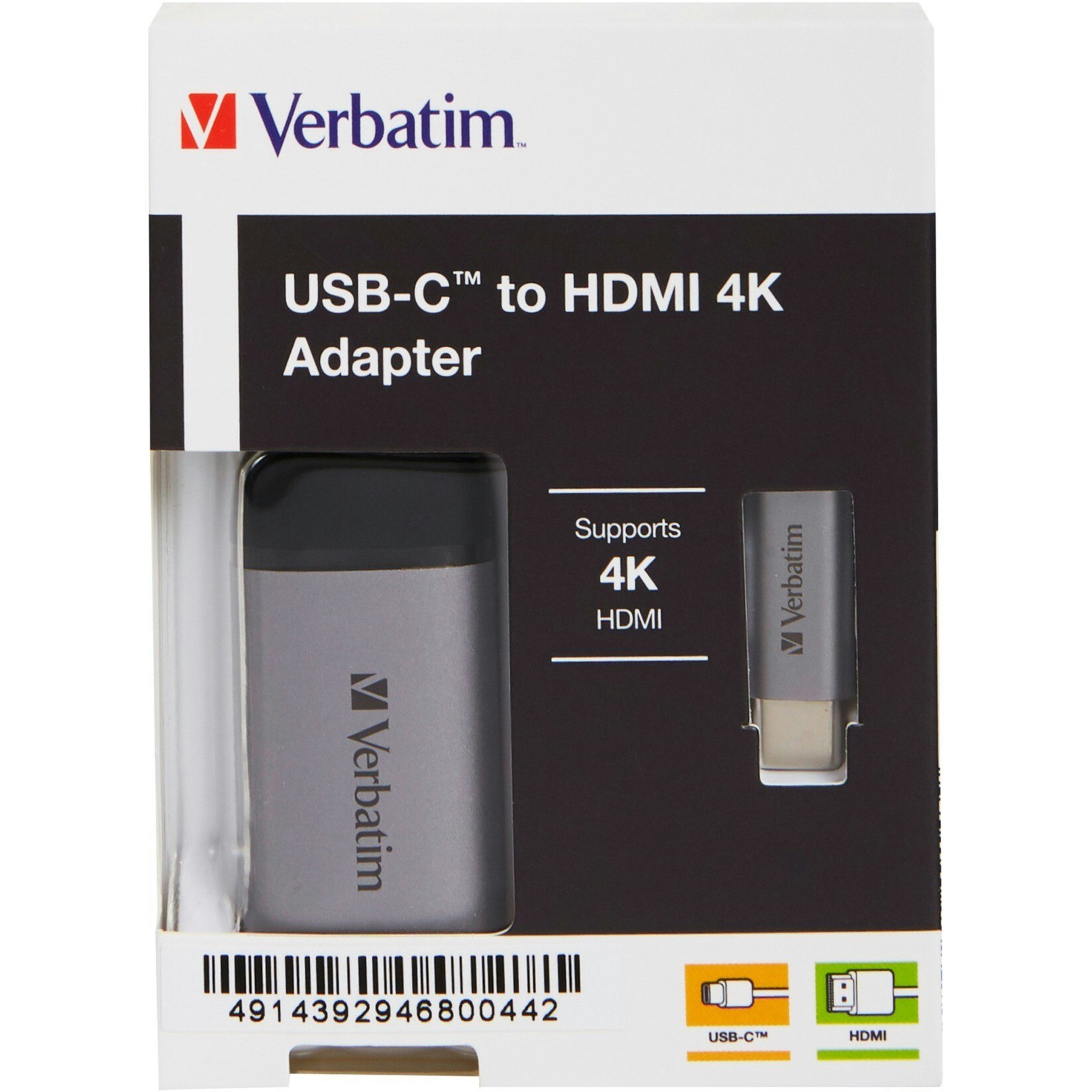 Verbatim USB adapter, USB-C male > HDMI female (silver/black, 10cm, 4K 60Hz)
