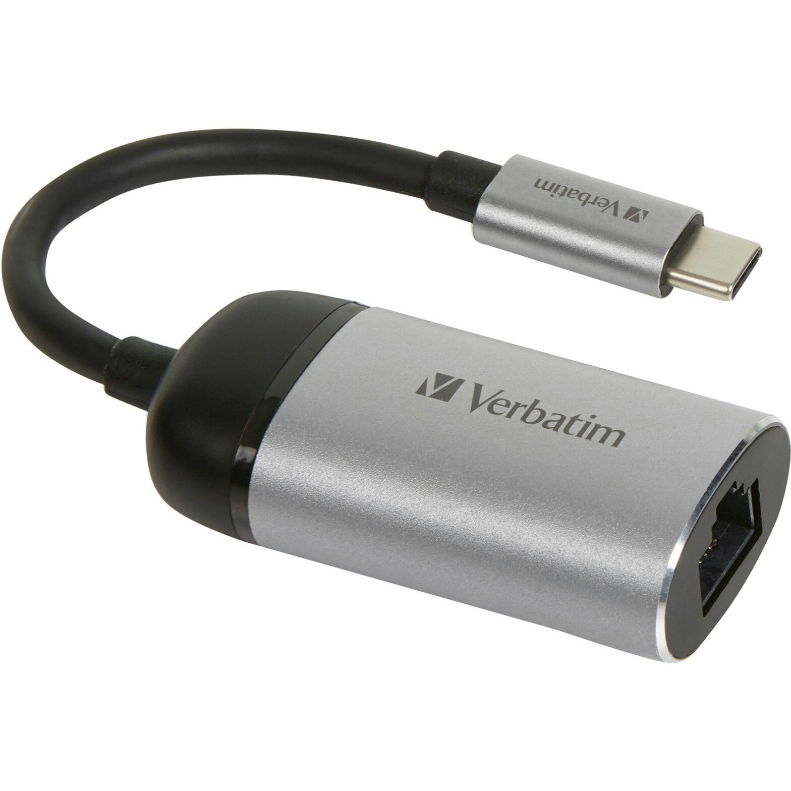 Verbatim USB 3.2 Gen 1 adapter, USB-C male > RJ-45 female (silver/black, 10cm, Gigabit LAN 10/100/1,000 Mbit/s)