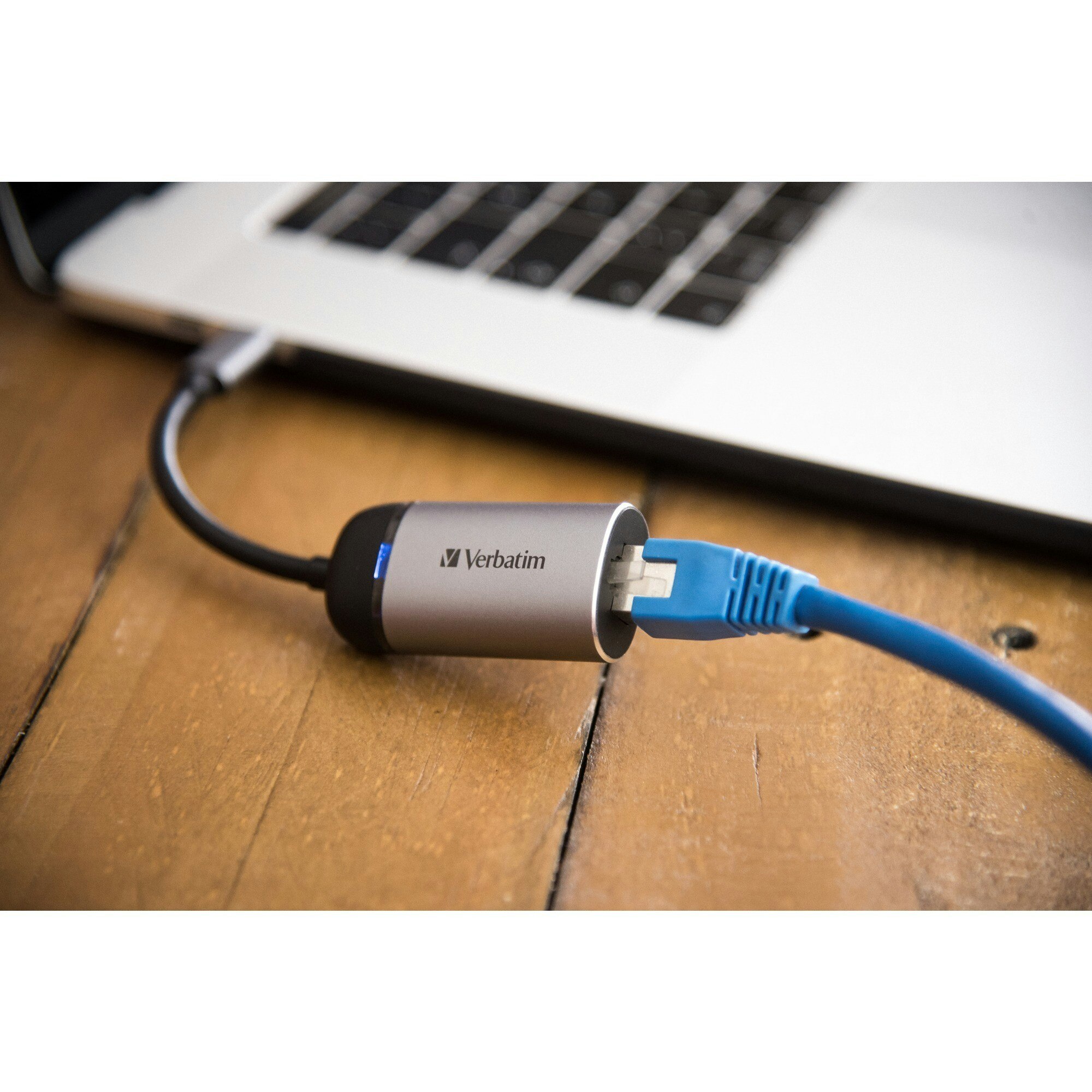 Verbatim USB 3.2 Gen 1 adapter, USB-C male > RJ-45 female (silver/black, 10cm, Gigabit LAN 10/100/1,000 Mbit/s)