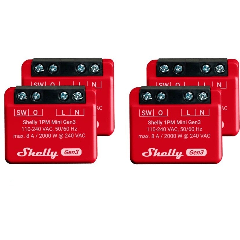 Shelly Plus 1 PM Mini Gen3 Relä 4-pack
