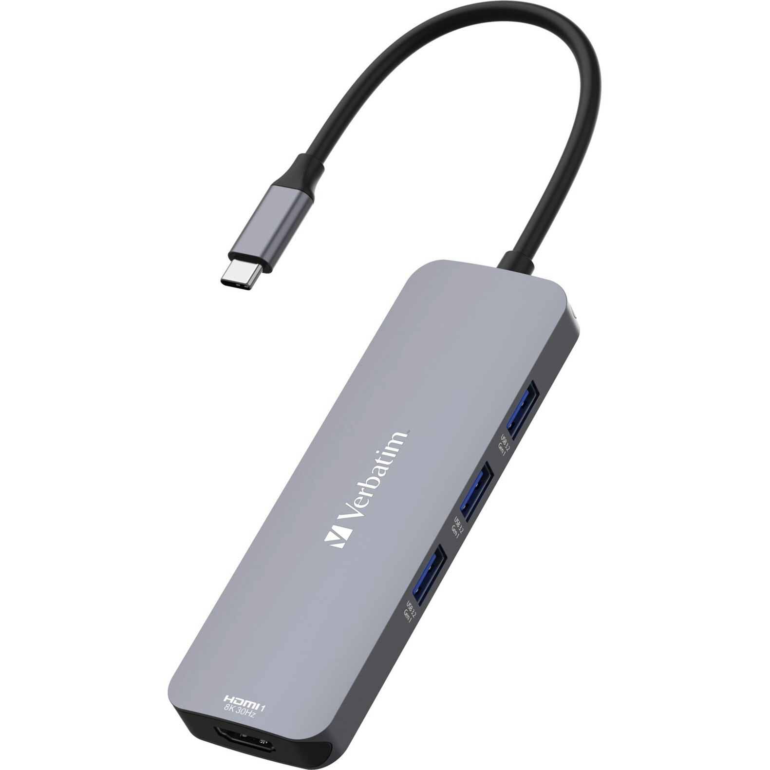 Verbatim Verbatim USB-C Pro multiport hub CMH-08, 8 port, docking station (grey, 2x HDMI, 3x USB-A, USB-C PD, SD, microSD)