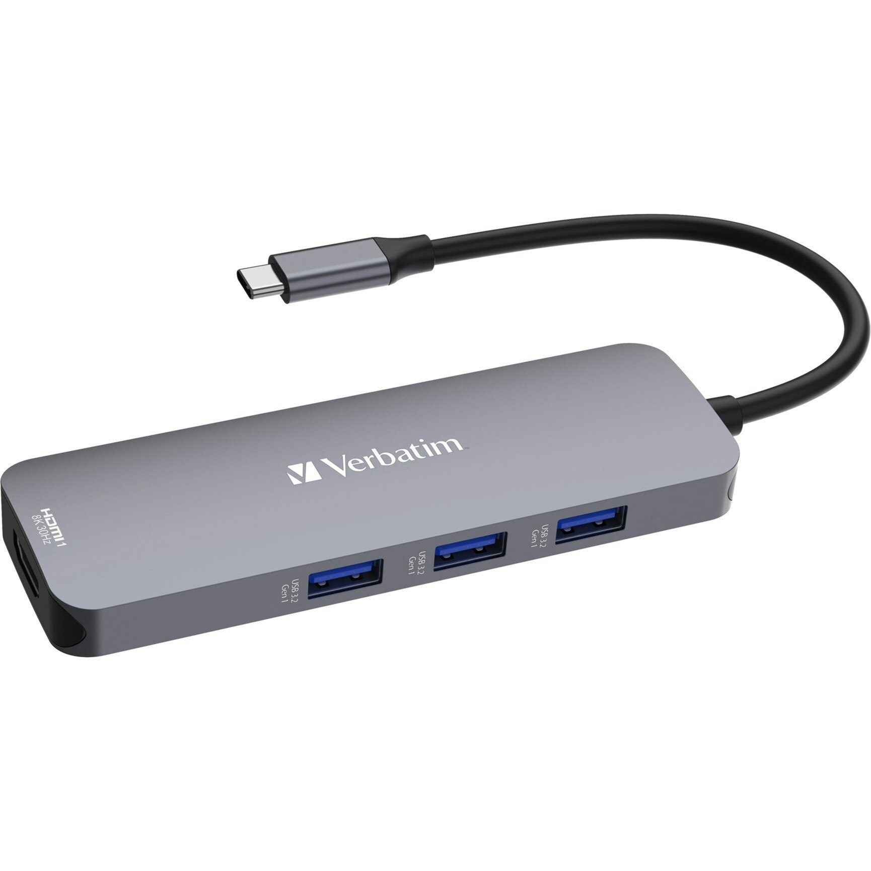 Verbatim Verbatim USB-C Pro multiport hub CMH-08, 8 port, docking station (grey, 2x HDMI, 3x USB-A, USB-C PD, SD, microSD)