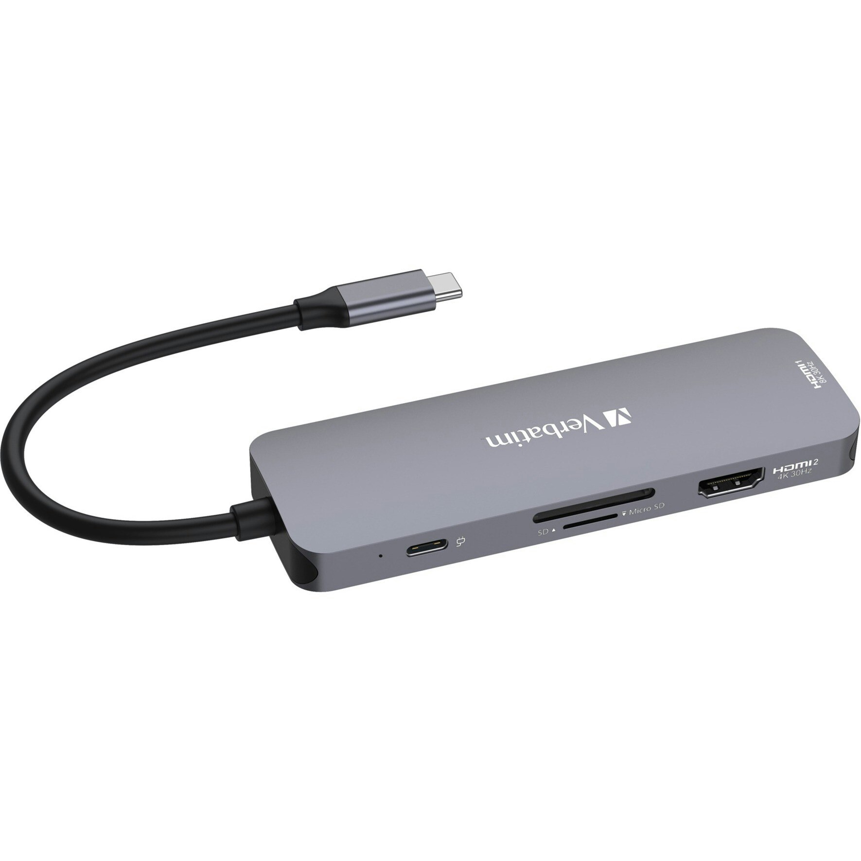 Verbatim Verbatim USB-C Pro multiport hub CMH-08, 8 port, docking station (grey, 2x HDMI, 3x USB-A, USB-C PD, SD, microSD)