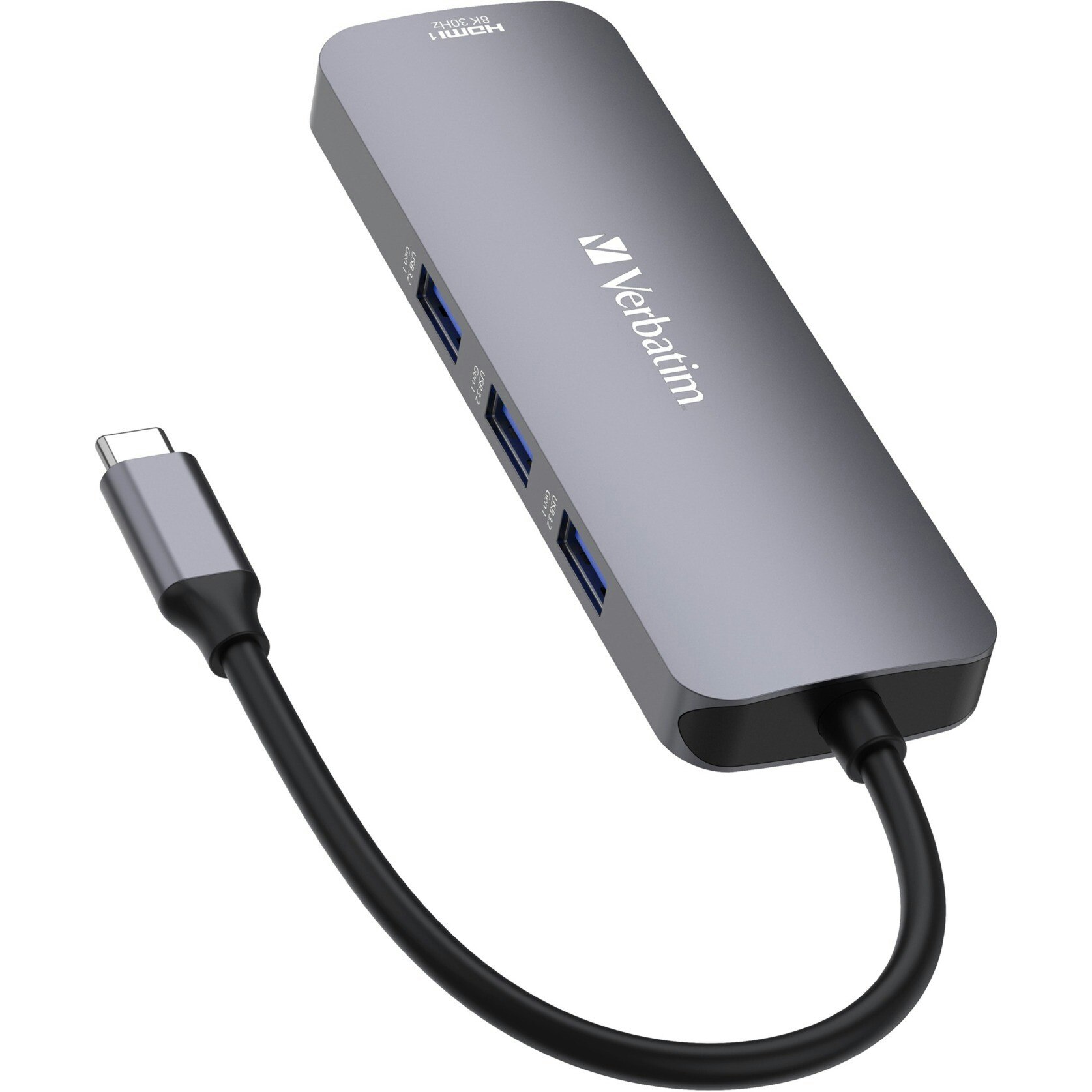 Verbatim Verbatim USB-C Pro multiport hub CMH-08, 8 port, docking station (grey, 2x HDMI, 3x USB-A, USB-C PD, SD, microSD)
