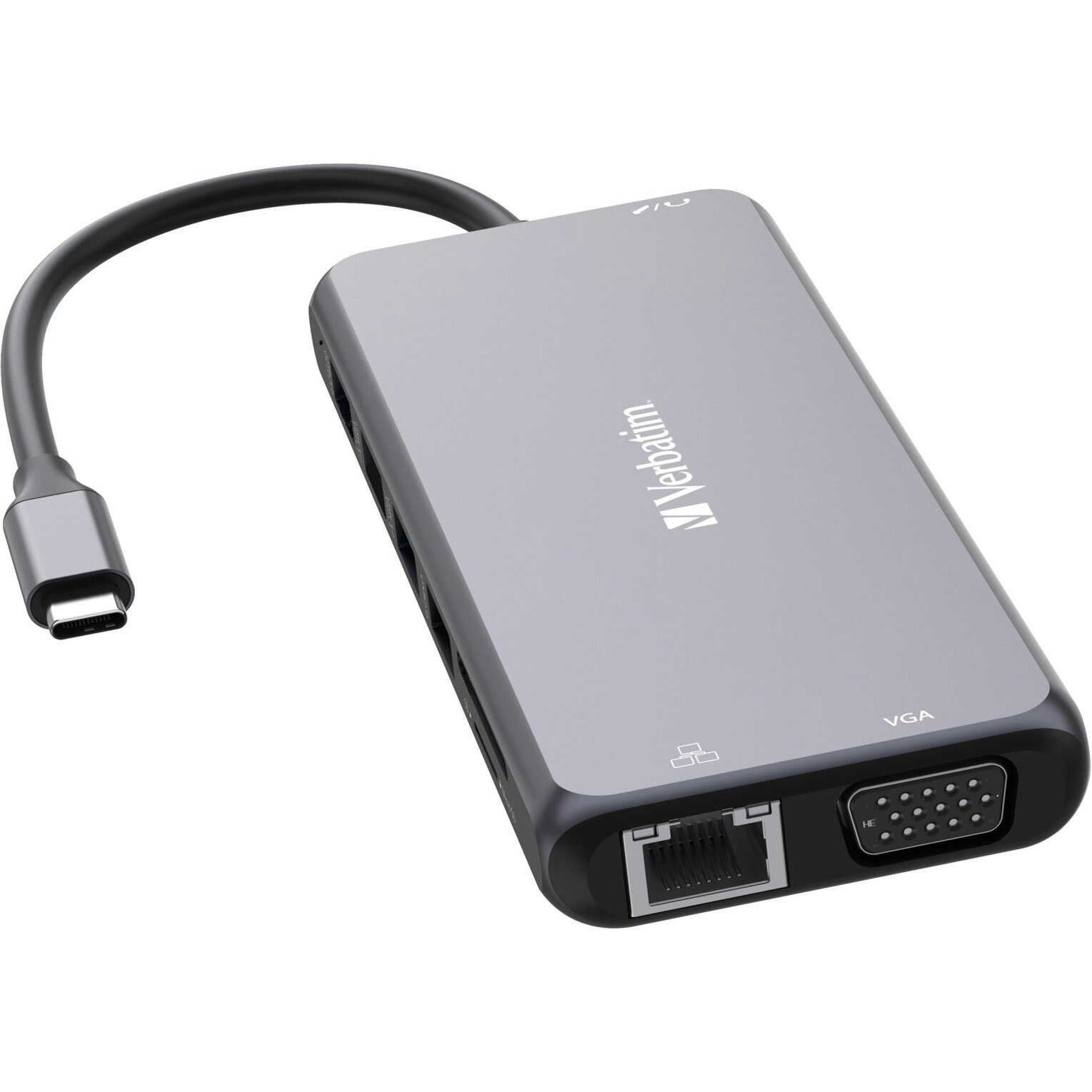 Verbatim USB-C Pro multiport hub CMH-14, 14 port, docking station (grey, 2x HDMI, VGA, RJ-45, 5x USB-A, audio, 2x USB-C, PD, SD, microSD)