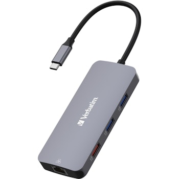 Verbatim USB-C Pro multiport hub CMH-09, 9 port, docking station (grey, HDMI, RJ-45, 3x USB-A, 2x USB-C, PD, SD, microSD)